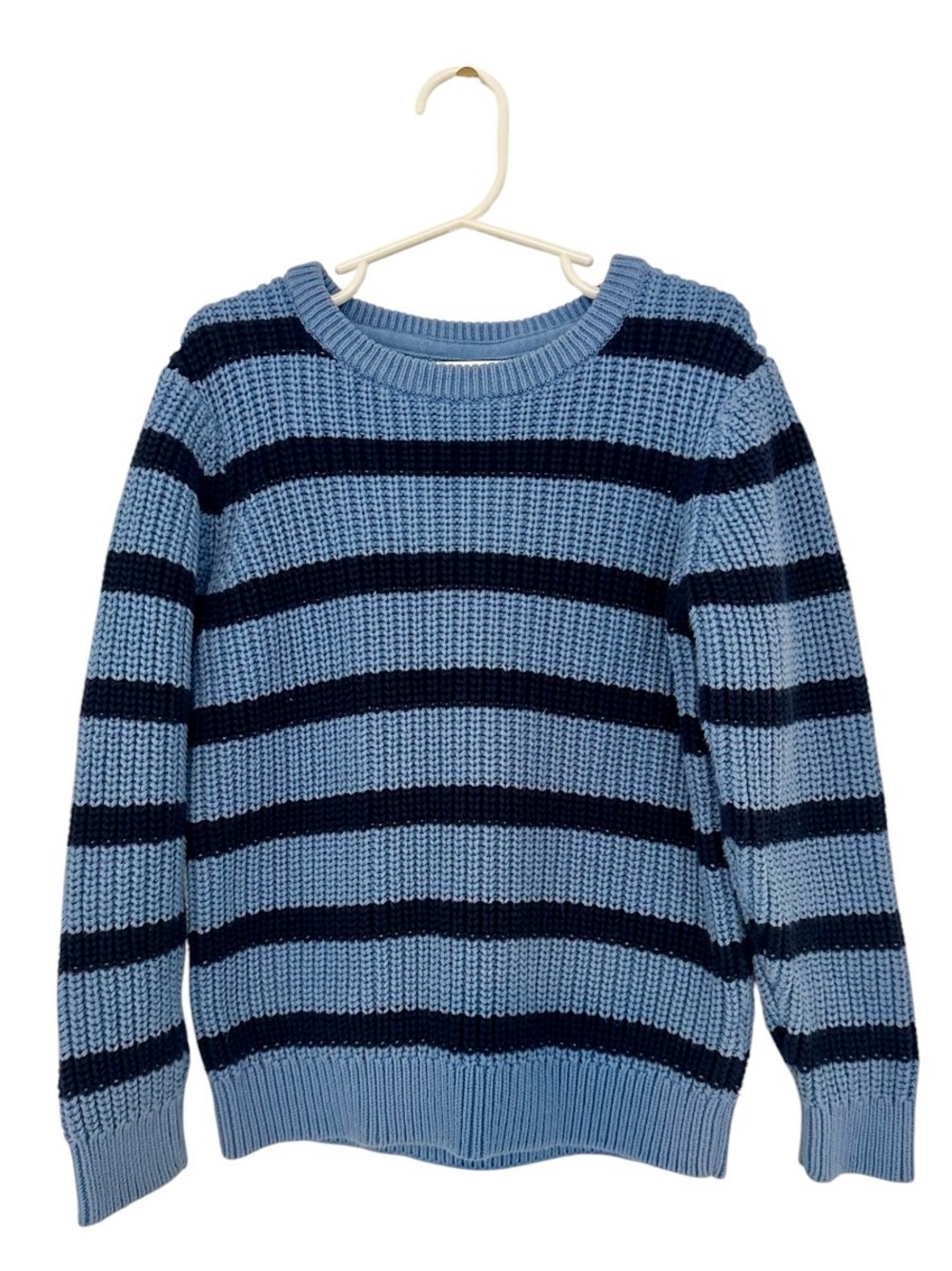 Janie and Jack Blue Stripe 100% Cotton Knit Sweater Size 7